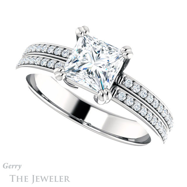 Princess Cut Forever One Moissanite Engagement Ring #GTJ1027-square-fo-w