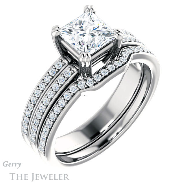 Princess Cut Forever One Moissanite Engagement Ring #GTJ1027-square-fo-w
