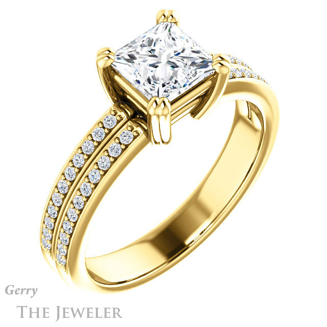 Princess Cut Forever One Moissanite Engagement Ring #GTJ1027-square-fo-y