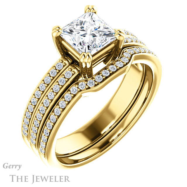 Princess Cut Forever One Moissanite Engagement Ring #GTJ1027-square-fo-y