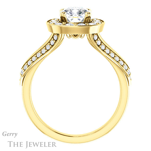 Cushion Cut Forever One Moissanite Engagement Ring #GTJ1028-cushion-fo-y | Gerry The Jeweler Cushion Cut Forever One Moissanite Engagement Ring #GTJ1028-cushion-fo-y