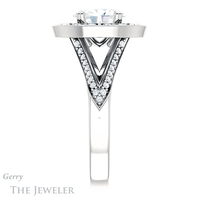 Oval Shaped Forever One Moissanite Engagement Ring #GTJ1028-oval-fo-w | Gerry The Jeweler Oval Shaped Forever One Moissanite Engagement Ring #GTJ1028-oval-fo-w