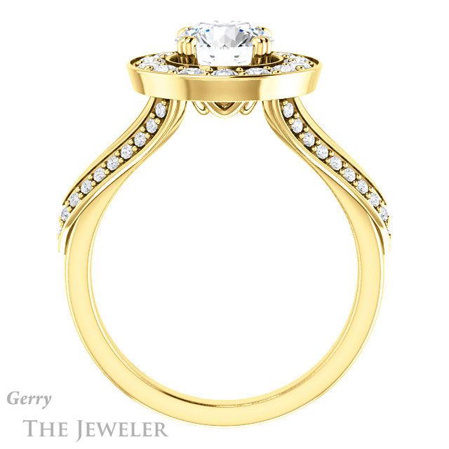 Round Cut Forever One Moissanite Engagement Ring #GTJ1028-round-fo-y | Gerry The Jeweler Round Cut Forever One Moissanite Engagement Ring #GTJ1028-round-fo-y