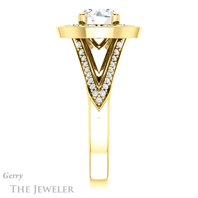 Round Cut Forever One Moissanite Engagement Ring #GTJ1028-round-fo-y | Gerry The Jeweler Round Cut Forever One Moissanite Engagement Ring #GTJ1028-round-fo-y