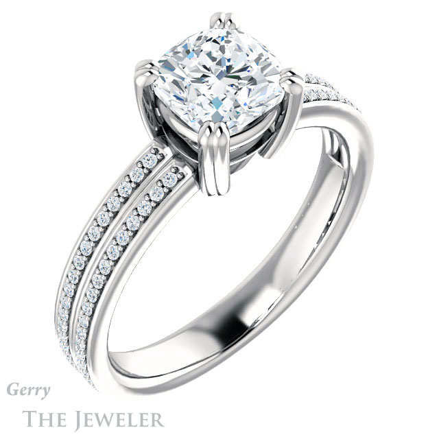 Cushion Cut Forever One Moissanite Engagement Ring #GTJ1030-cushion-fo-w