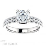 Cushion Cut Forever One Moissanite Engagement Ring #GTJ1030-cushion-fo-w