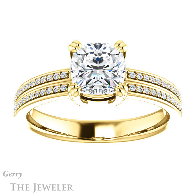 Cushion Cut Forever One Moissanite Engagement Ring #GTJ1030-cushion-fo-y