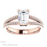 Emerald Cut Forever Brilliant Moissanite Engagement Ring #GTJ1030-emerald-fb-r