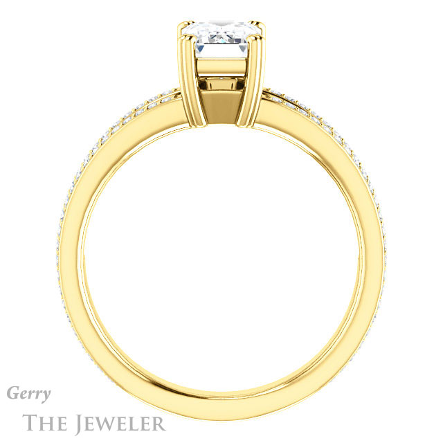 Emerald Cut Forever One Moissanite Engagement Ring #GTJ1030-emerald-fb-y 2 Emerald Cut Forever Brilliant Moissanite Engagement Ring #GTJ1030-emerald-fb-y
