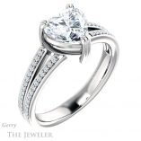 Heart Shaped Forever One Moissanite Engagement Ring #GTJ1030-heart-fb-w 4 Heart Shaped Forever Brilliant Moissanite Engagement Ring #GTJ1030-heart-fb-w