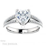 Heart Shaped Forever One Moissanite Engagement Ring #GTJ1030-heart-fb-w 1 Heart Shaped Forever Brilliant Moissanite Engagement Ring #GTJ1030-heart-fb-w