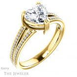Heart Shaped Forever One Moissanite Engagement Ring #GTJ1030-heart-fb-y 4 Heart Shaped Forever Brilliant Moissanite Engagement Ring #GTJ1030-heart-fb-y
