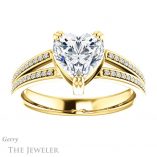 Heart Shaped Forever One Moissanite Engagement Ring #GTJ1030-heart-fb-y 1 Heart Shaped Forever Brilliant Moissanite Engagement Ring #GTJ1030-heart-fb-y