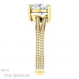 Heart Shaped Forever One Moissanite Engagement Ring #GTJ1030-heart-fb-y 3 Heart Shaped Forever Brilliant Moissanite Engagement Ring #GTJ1030-heart-fb-y