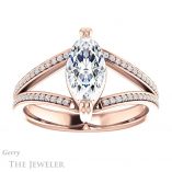 Marquise Cut Forever One Moissanite Engagement Ring #GTJ1030-marquise-fb-r 1 Marquise Cut Forever Brilliant Moissanite Engagement Ring #GTJ1030-marquise-fb-r