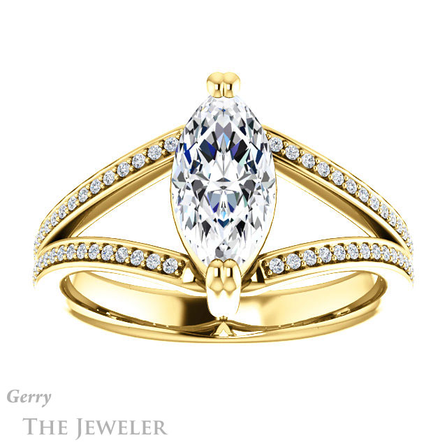 Marquise Cut Forever Brilliant Moissanite Engagement Ring #GTJ1030-marquise-fb-y