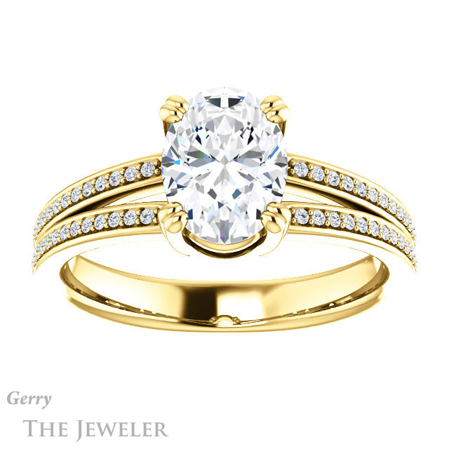 Oval Shaped Forever One Moissanite Engagement Ring #GTJ1030-oval-fo-y