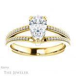Pear Shaped Forever One Moissanite Engagement Ring #GTJ1030-pear-fb-y 1 Pear Shaped Forever Brilliant Moissanite Engagement Ring #GTJ1030-pear-fb-y