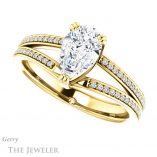 Pear Shaped Forever One Moissanite Engagement Ring #GTJ1030-pear-fb-y 5 Pear Shaped Forever Brilliant Moissanite Engagement Ring #GTJ1030-pear-fb-y