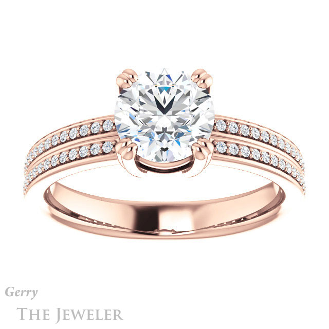 Round Cut Forever One Moissanite Engagement Ring #GTJ1030-round-fo-r