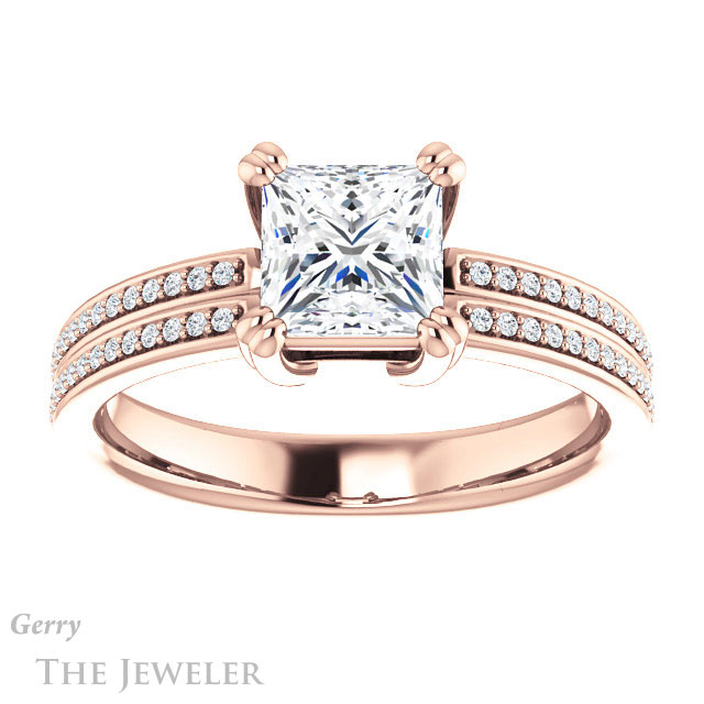 Princess Cut Forever One Moissanite Engagement Ring #GTJ1030-square-fo-r