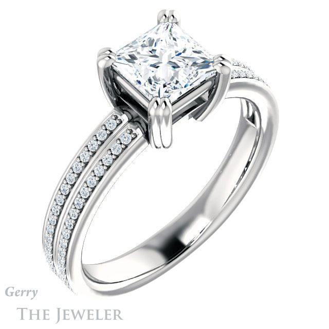 Princess Cut Forever One Moissanite Engagement Ring #GTJ1030-square-fo-w