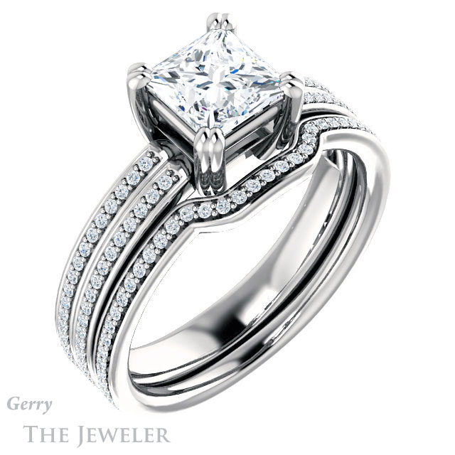 Princess Cut Forever One Moissanite Engagement Ring #GTJ1030-square-fo-w