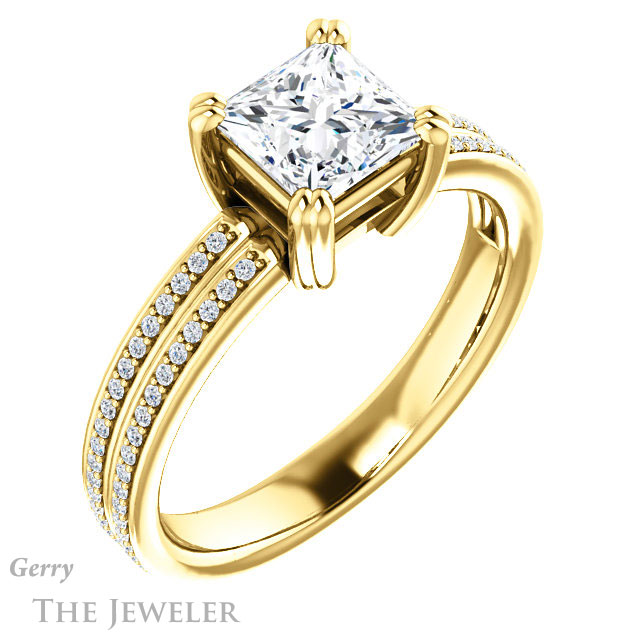 Princess Cut Forever One Moissanite Engagement Ring #GTJ1030-square-fo-y 4 Princess Cut Forever One Moissanite Engagement Ring #GTJ1030-square-fo-y