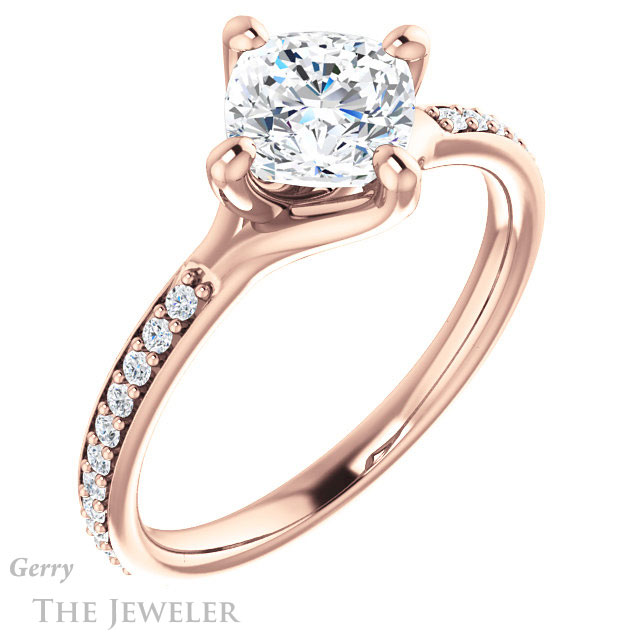 Cushion Cut Forever One Moissanite Engagement Ring #GTJ1031-cushion-fo-r