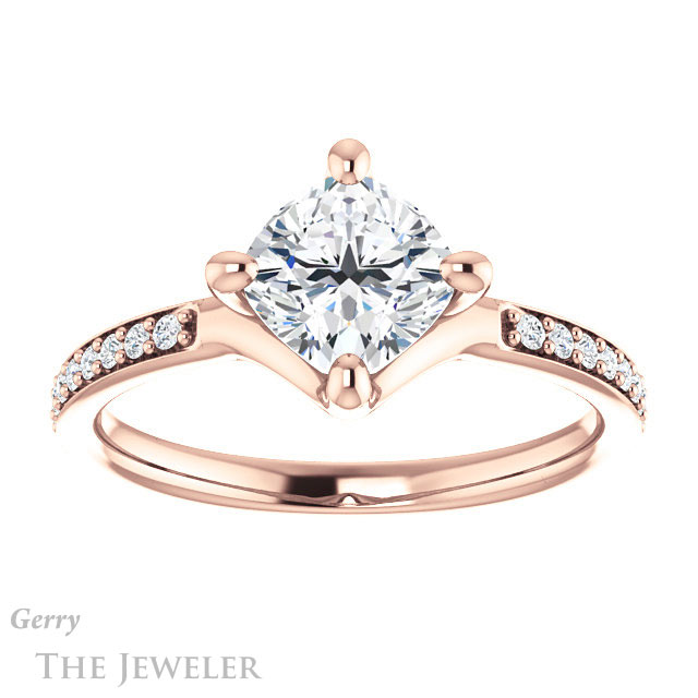 Cushion Cut Forever One Moissanite Engagement Ring #GTJ1031-cushion-fo-r