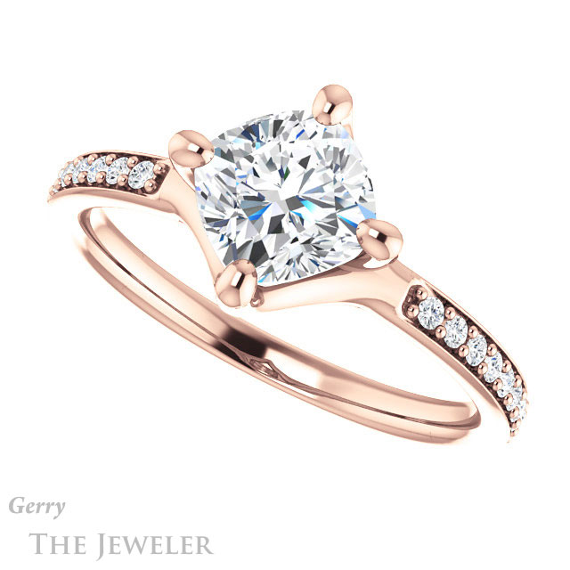 Cushion Cut Forever One Moissanite Engagement Ring #GTJ1031-cushion-fo-r