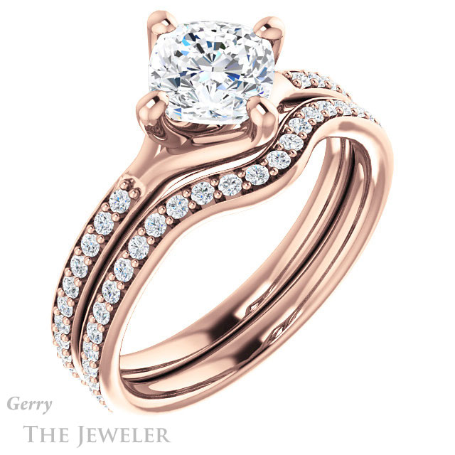 Cushion Cut Forever One Moissanite Engagement Ring #GTJ1031-cushion-fo-r