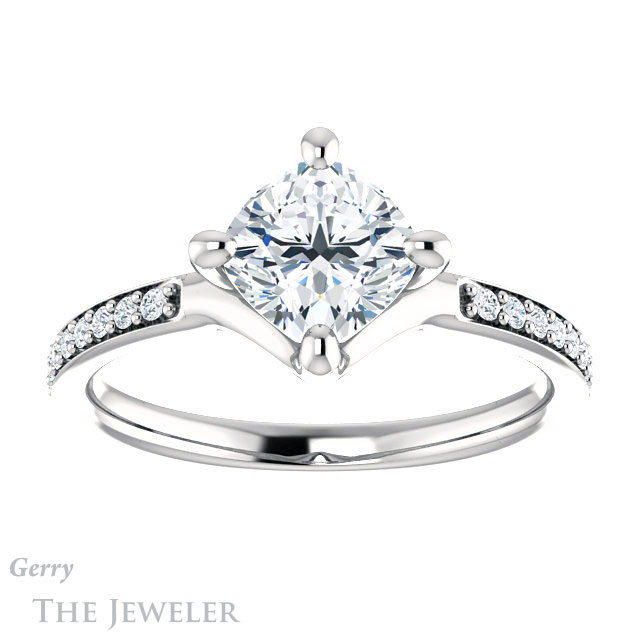 Cushion Cut Forever One Moissanite Engagement Ring #GTJ1031-cushion-fo-w