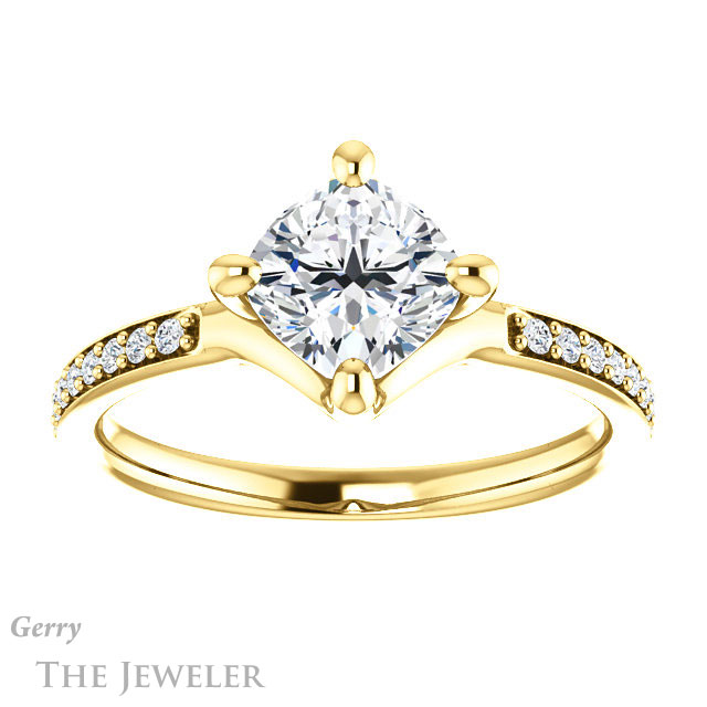 Cushion Cut Forever One Moissanite Engagement Ring #GTJ1031-cushion-fo-y