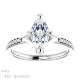 Marquise Cut Forever One Moissanite Engagement Ring #GTJ1031-marquise-fb-w 1 Marquise Cut Forever Brilliant Moissanite Engagement Ring #GTJ1031-marquise-fb-w