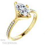 Marquise Cut Forever One Moissanite Engagement Ring #GTJ1031-marquise-fb-y 4 Marquise Cut Forever Brilliant Moissanite Engagement Ring #GTJ1031-marquise-fb-y