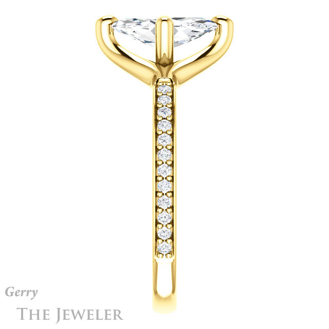 Marquise Cut Forever One Moissanite Engagement Ring #GTJ1031-marquise-fb-y 3 Marquise Cut Forever Brilliant Moissanite Engagement Ring #GTJ1031-marquise-fb-y