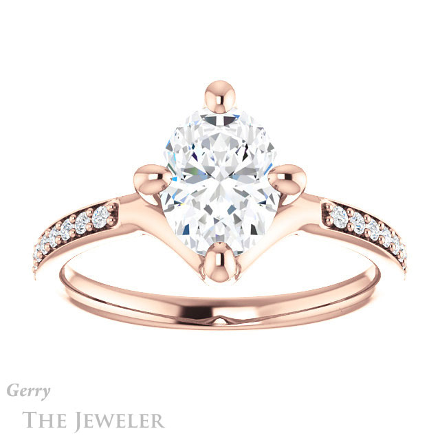 Oval Shaped Forever One Moissanite Engagement Ring #GTJ1031-oval-fo-r