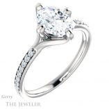 Oval Shaped Forever One Moissanite Engagement Ring #GTJ1031-oval-fo-w 4 Oval Shaped Forever One Moissanite Engagement Ring #GTJ1031-oval-fo-w