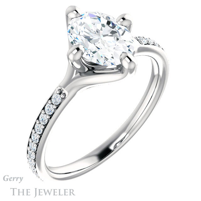 Oval Shaped Forever One Moissanite Engagement Ring #GTJ1031-oval-fo-w 4 Oval Shaped Forever One Moissanite Engagement Ring #GTJ1031-oval-fo-w
