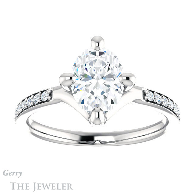 Oval Shaped Forever One Moissanite Engagement Ring #GTJ1031-oval-fo-w 1 Oval Shaped Forever One Moissanite Engagement Ring #GTJ1031-oval-fo-w