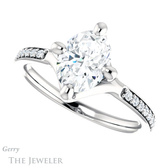 Oval Shaped Forever One Moissanite Engagement Ring #GTJ1031-oval-fo-w 5 Oval Shaped Forever One Moissanite Engagement Ring #GTJ1031-oval-fo-w