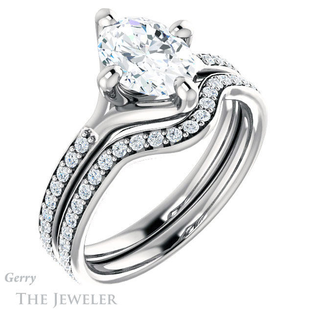 Oval Shaped Forever One Moissanite Engagement Ring #GTJ1031-oval-fo-w 6 Oval Shaped Forever One Moissanite Engagement Ring #GTJ1031-oval-fo-w