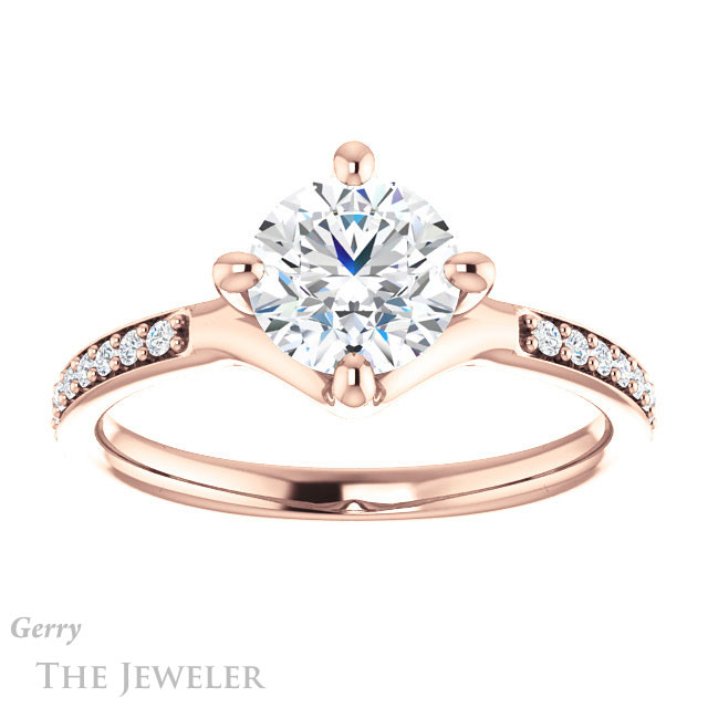 Round Cut Forever One Moissanite Engagement Ring #GTJ1031-round-fo-r
