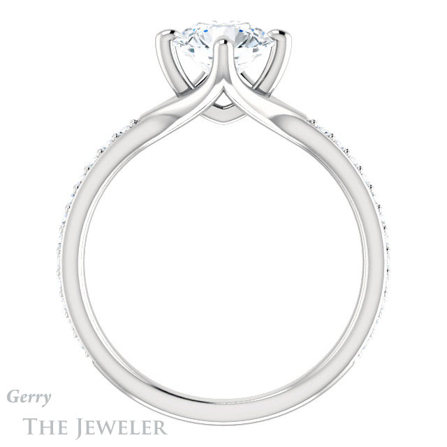 Round Cut Forever One Moissanite Engagement Ring #GTJ1031-round-fo-w