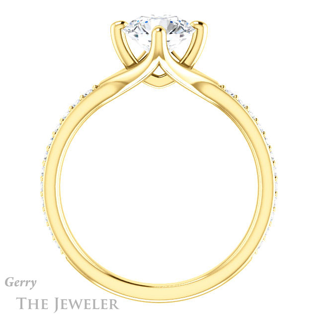 Round Cut Forever One Moissanite Engagement Ring #GTJ1031-round-fo-y