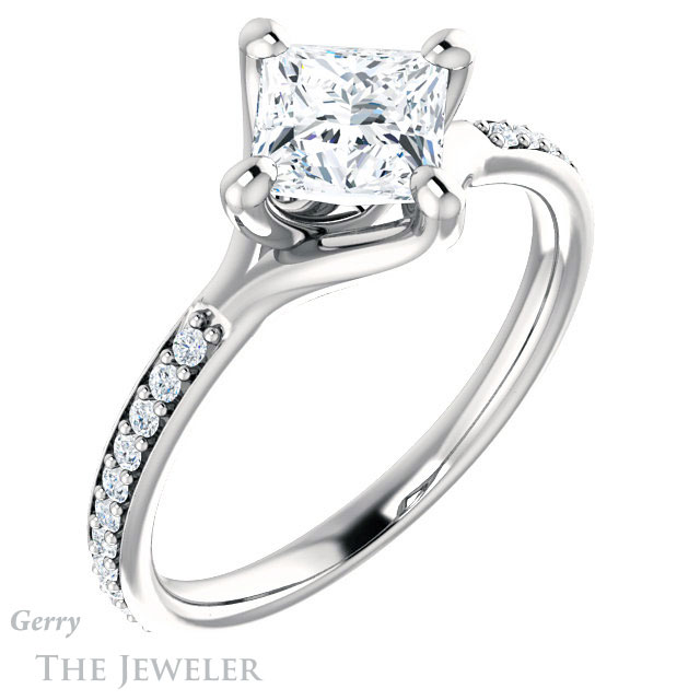 Princess Cut Forever One Moissanite Engagement Ring #GTJ1031-square-fo-w 4 Princess Cut Forever One Moissanite Engagement Ring #GTJ1031-square-fo-w