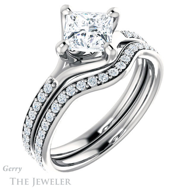 Princess Cut Forever One Moissanite Engagement Ring #GTJ1031-square-fo-w 6 Princess Cut Forever One Moissanite Engagement Ring #GTJ1031-square-fo-w
