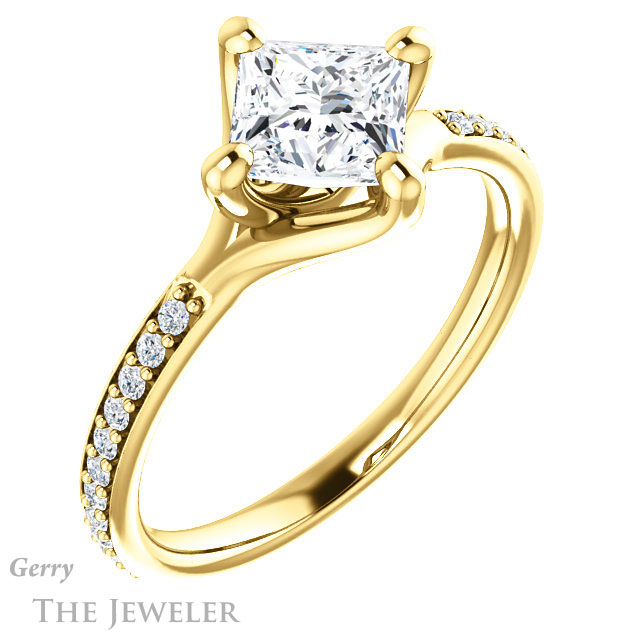 Princess Cut Forever One Moissanite Engagement Ring #GTJ1031-square-fo-y 4 Princess Cut Forever One Moissanite Engagement Ring #GTJ1031-square-fo-y