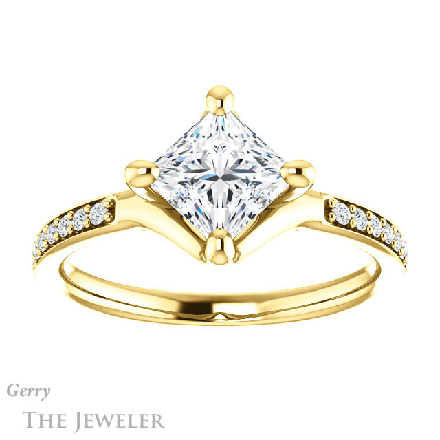 Princess Cut Forever One Moissanite Engagement Ring #GTJ1031-square-fo-y